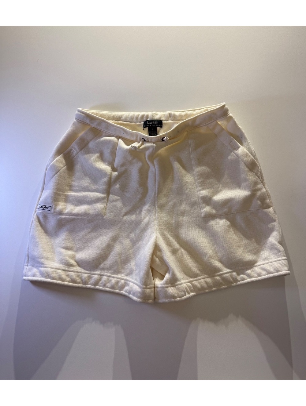 Lauren Ralph Lauren Cream Drawstring Sweat Shorts Womens L